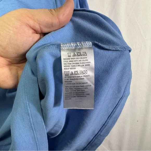 Isaac Mizrahi Live Essentials Blue Scoop Neck 3/4 Sleeve Top Size M - Picture 3 of 6